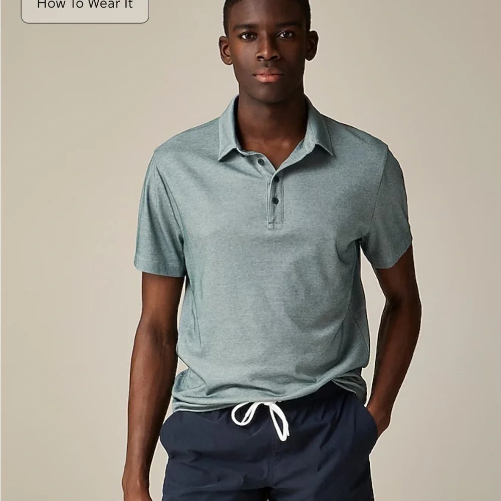 J crew old forest Performance polo shirt with COOLMAX® technology